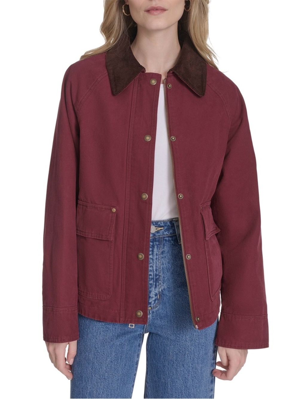 Levi's Women’s Canvas Jacket with Brown Corduroy Collar